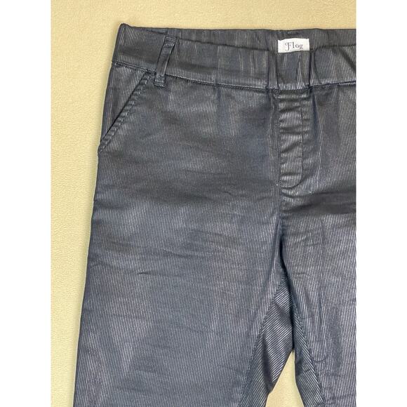 Bevy Flog Pants Womens 29 Black Striped Skinny Regular Pull On Stretch Mid Rise - Picture 3 of 13